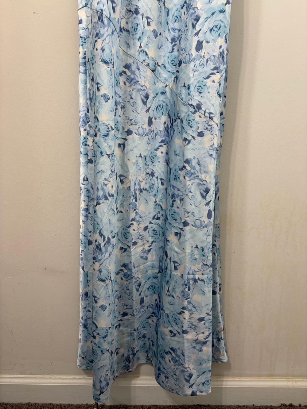 For Love and Lemons Huda Blue Floral Slip Maxi Dress with Tie Back - Picture 10 of 13